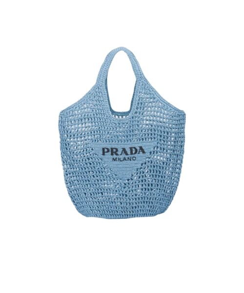 Raffia Tote Bag Blue For Women 1BG424_2A2T_F0076_V_OOO