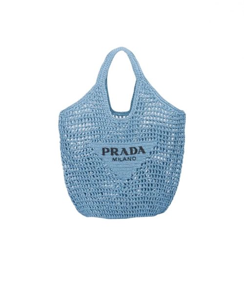 Raffia Tote Bag Blue For Women 1BG424_2A2T_F0076_V_OOO