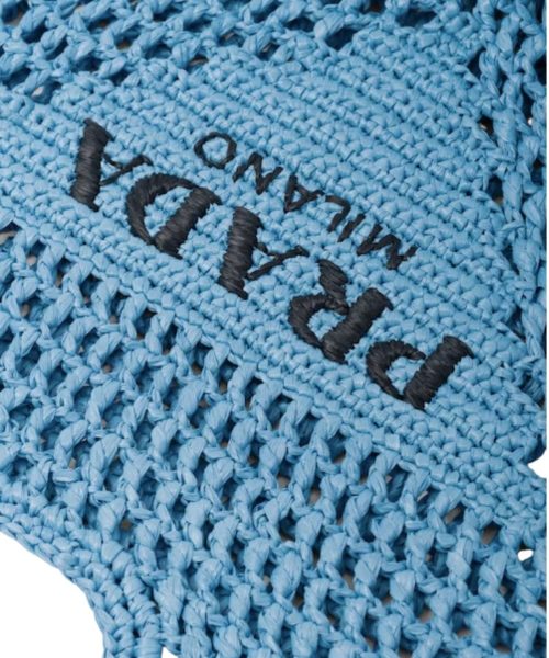 Raffia Tote Bag Blue For Women 1BG424_2A2T_F0076_V_OOO