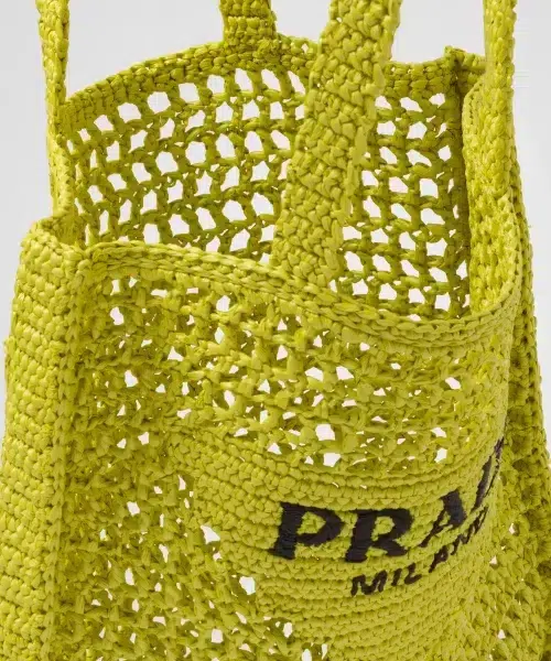 Raffia Tote Bag Citron yellow For Women 1BG393_2A2T_F0322_V_OOO 14.9in/38cm