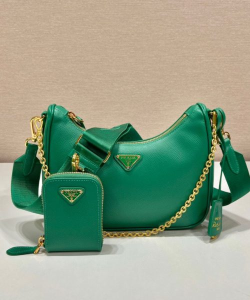 Re-Edition 2005 Saffiano Bag In Green For Women 8.6 in/ 22 cm 1BH204_NZV_F0PCL_V_V2M