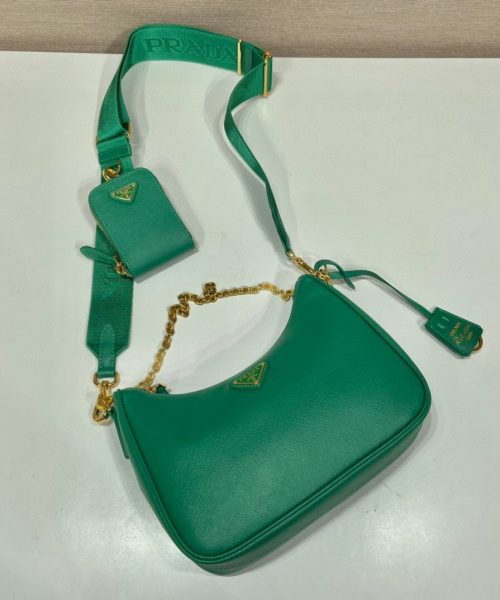 Re-Edition 2005 Saffiano Bag In Green For Women 8.6 in/ 22 cm 1BH204_NZV_F0PCL_V_V2M