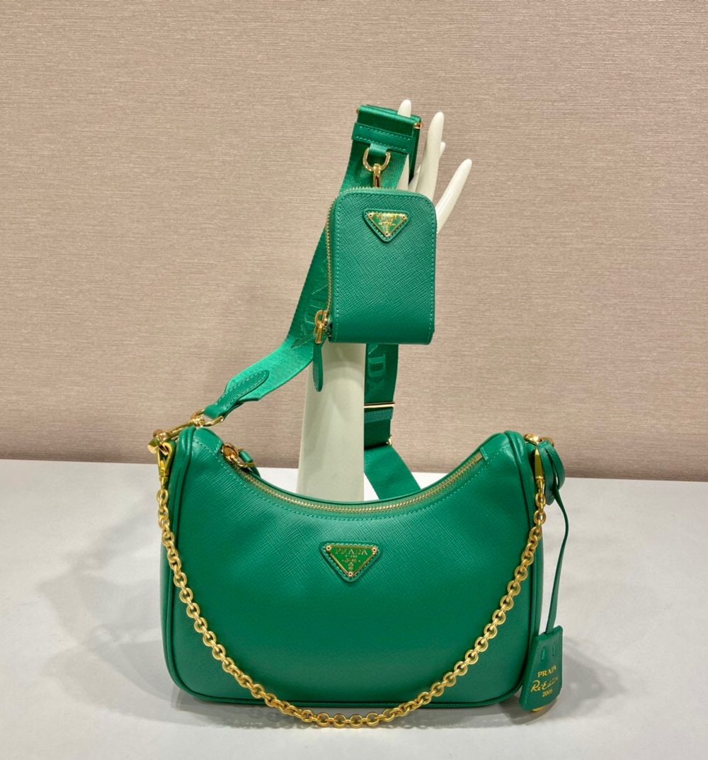 Re-Edition 2005 Saffiano Bag In Green For Women 8.6 in/ 22 cm 1BH204_NZV_F0PCL_V_V2M