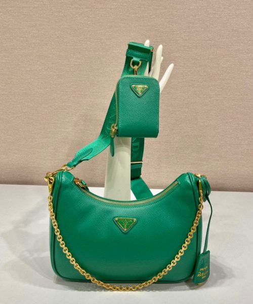 Re-Edition 2005 Saffiano Bag In Green For Women 8.6 in/ 22 cm 1BH204_NZV_F0PCL_V_V2M