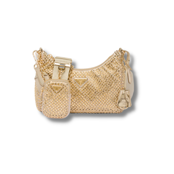 Re-Edition 2005 Satin Bag With Crystals Platinum For Women - 1BH204_2AWL_F0522_V_V9L
