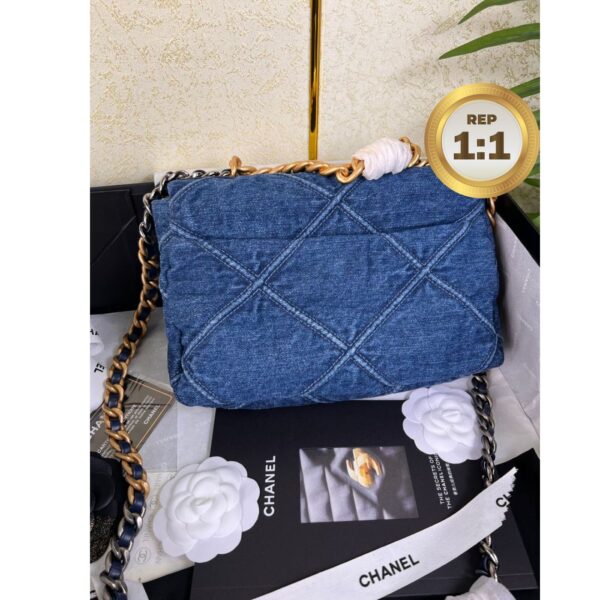 1:1 Replica Chanel 19 Handbag Denim Blue For Women 10.1in/26cm AS1160 B02876 N6832