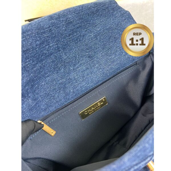 1:1 Replica Chanel 19 Handbag Denim Blue For Women 10.1in/26cm AS1160 B02876 N6832