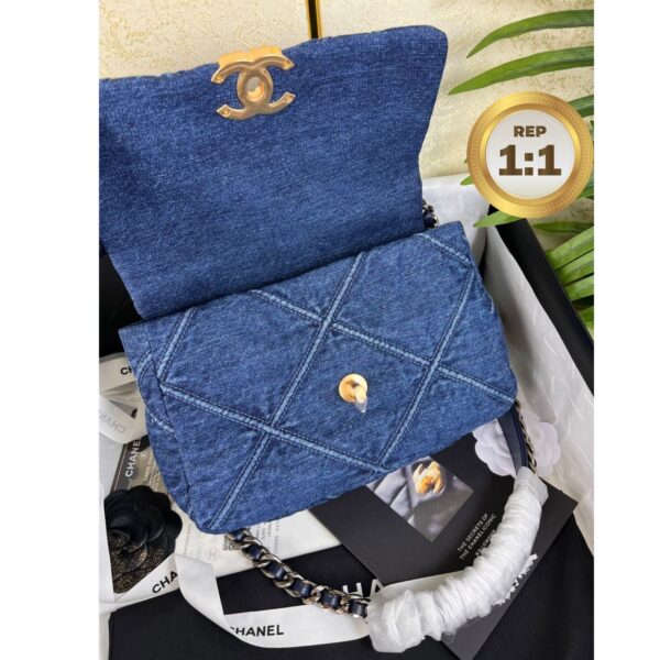 1:1 Replica Chanel 19 Handbag Denim Blue For Women 10.1in/26cm AS1160 B02876 N6832