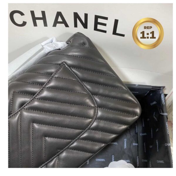 1:1 Replica Chanel Chevron Classic Handbag Black For Women 10.2in/26cm