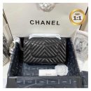 1:1 Replica Chanel Chevron Classic Handbag Black For Women 10.2in/26cm