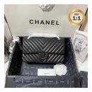 1:1 Replica Chanel Chevron Classic Handbag Black For Women 10.2in/26cm