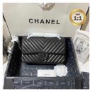 1:1 Replica Chanel Chevron Classic Handbag Black For Women 10.2in/26cm