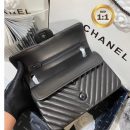 1:1 Replica Chanel Chevron Classic Handbag Black For Women 10.2in/26cm