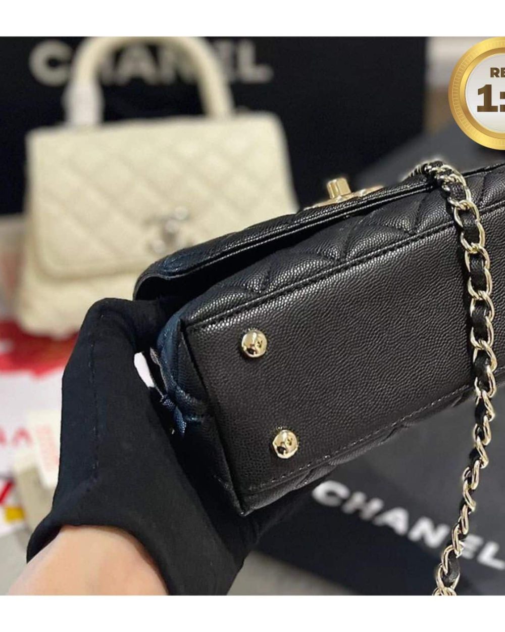 1:1 Replica Chanel Coco With Top Handle Bag Black For Women 9.4in/24cm