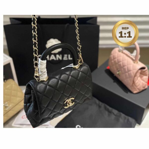 1:1 Replica Chanel Coco With Top Handle Bag Black For Women 9.4in/24cm