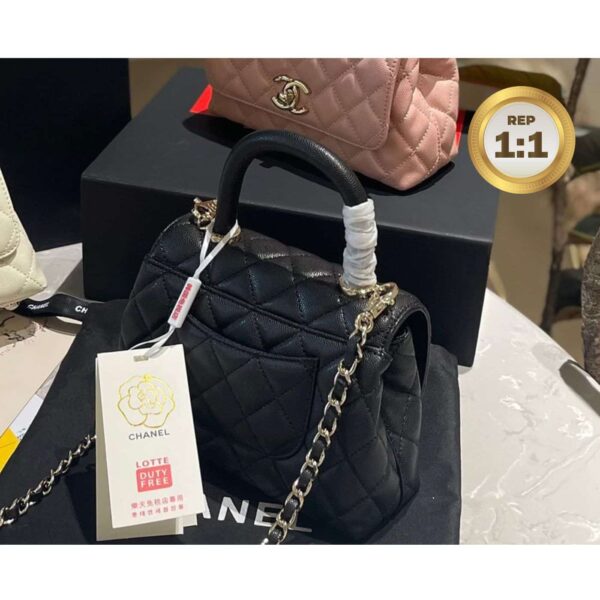 1:1 Replica Chanel Coco With Top Handle Bag Black For Women 9.4in/24cm