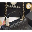 1:1 Replica Chanel Coco With Top Handle Bag Black For Women 9.4in/24cm