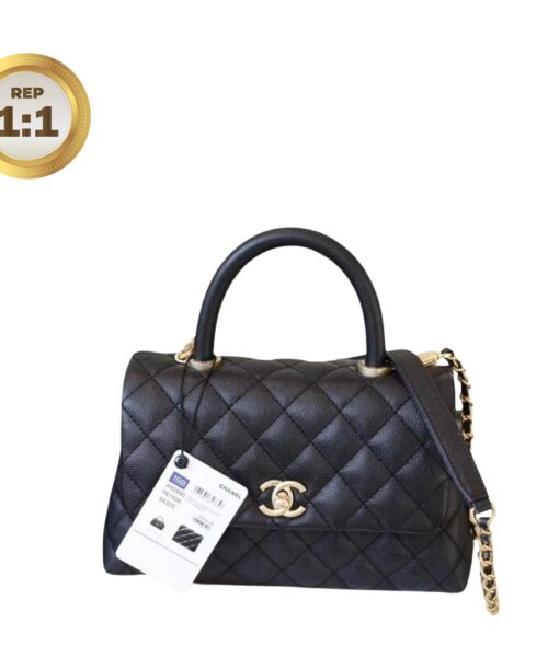 1:1 Replica Chanel Coco With Top Handle Bag Black For Women 9.4in/24cm