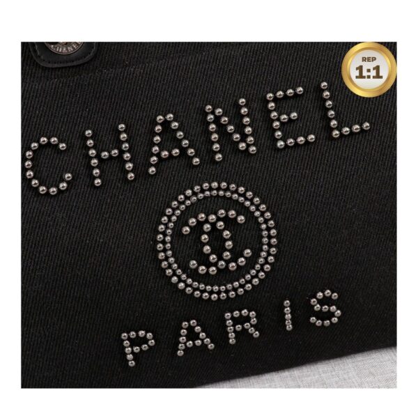 1:1 Replica Chanel Large Deauville Pearl Tote Bag Black For Women 15in/38cm A66941