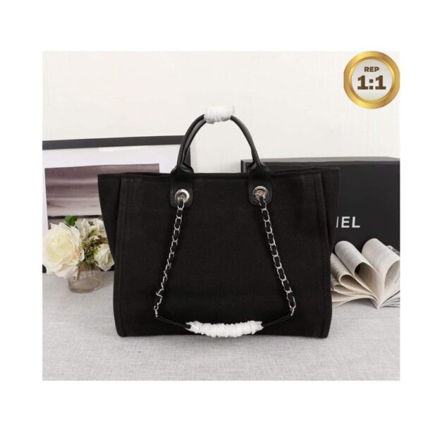 1:1 Replica Chanel Large Deauville Pearl Tote Bag Black For Women 15in/38cm A66941