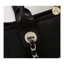 1:1 Replica Chanel Large Deauville Pearl Tote Bag Black For Women 15in/38cm A66941