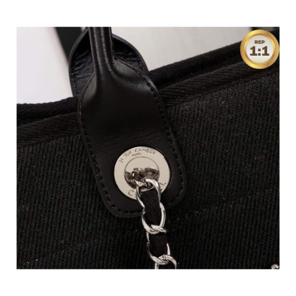 1:1 Replica Chanel Large Deauville Pearl Tote Bag Black For Women 15in/38cm A66941