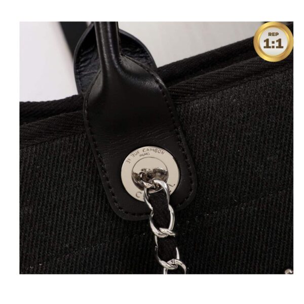 1:1 Replica Chanel Large Deauville Pearl Tote Bag Black For Women 15in/38cm A66941