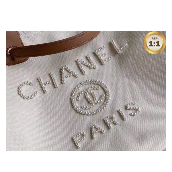 1:1 Replica Chanel Large Deauville Pearl Tote Bag White For Women 15in/38cm A66941