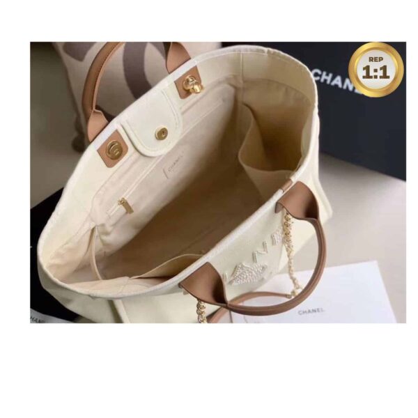 1:1 Replica Chanel Large Deauville Pearl Tote Bag White For Women 15in/38cm A66941