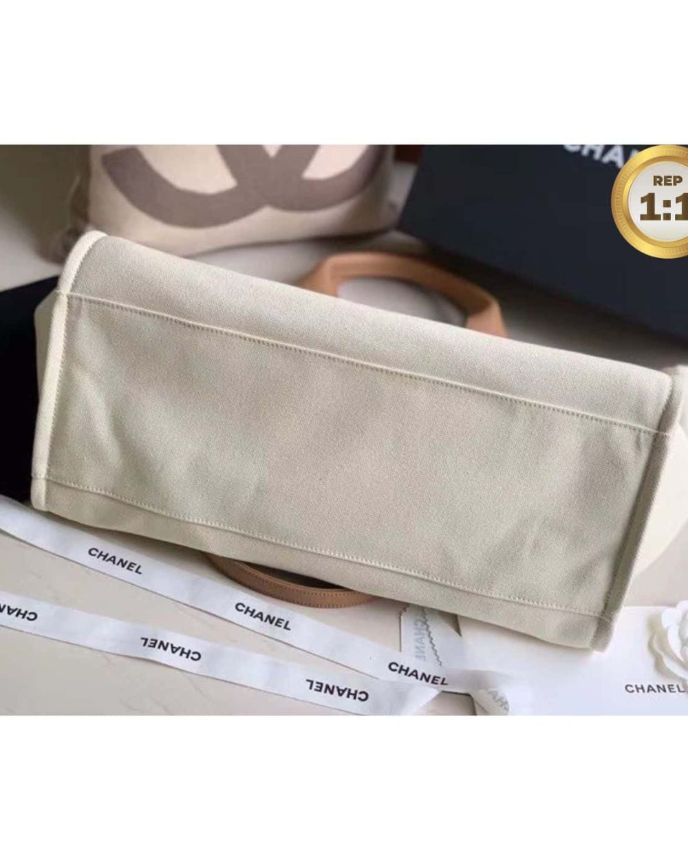 1:1 Replica Chanel Large Deauville Pearl Tote Bag White For Women 15in/38cm A66941