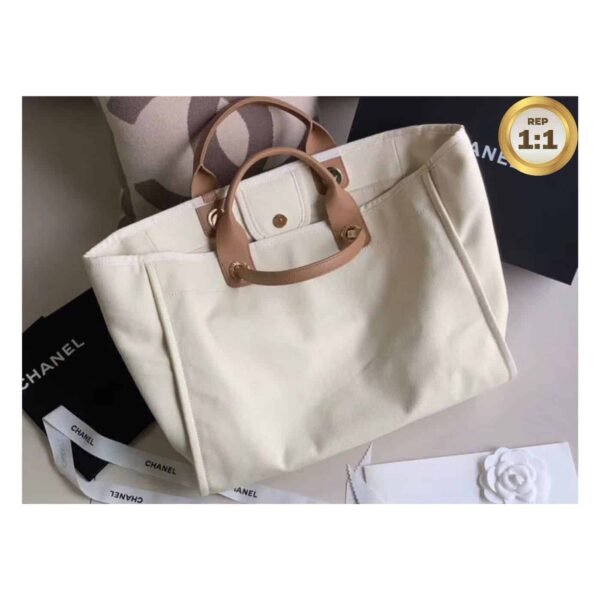 1:1 Replica Chanel Large Deauville Pearl Tote Bag White For Women 15in/38cm A66941