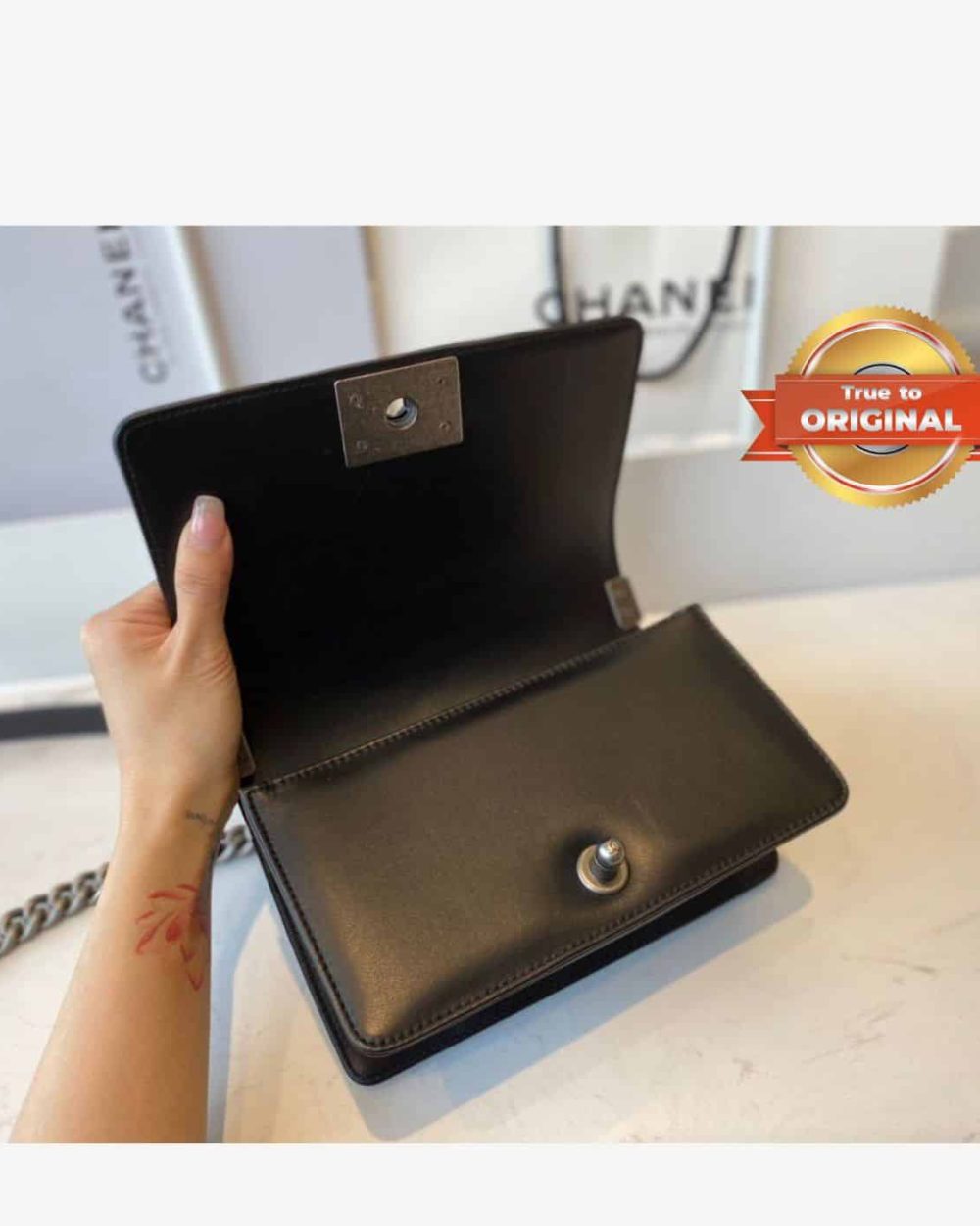 1:1 Replica Chanel Mini Classic Flapbag Black For Women 20cm/7.9 in