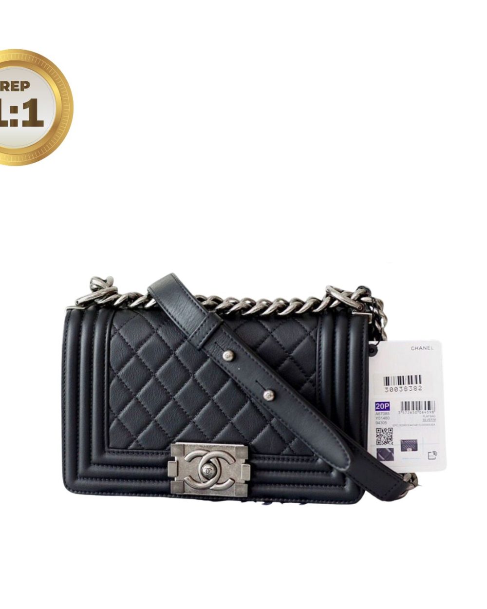 1:1 Replica Chanel Mini Classic Flapbag Black For Women 20cm/7.9 in