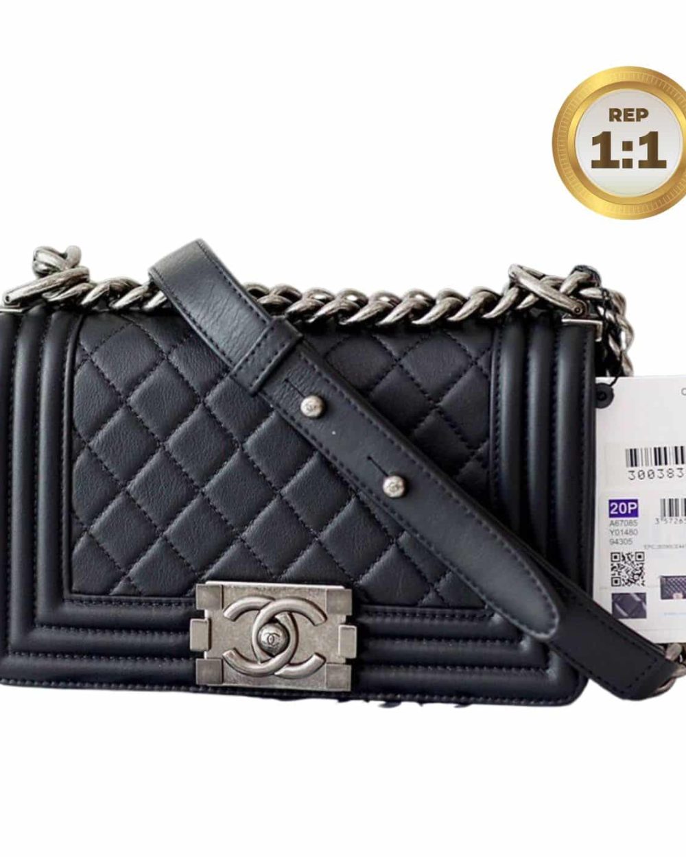1:1 Replica Chanel Mini Classic Flapbag Black For Women 20cm/7.9 in