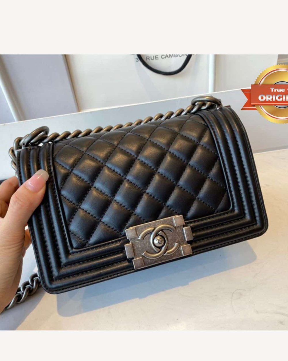 1:1 Replica Chanel Mini Classic Flapbag Black For Women 20cm/7.9 in