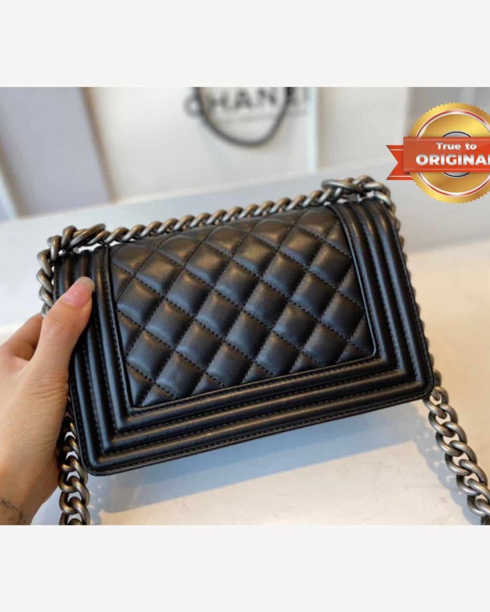 1:1 Replica Chanel Mini Classic Flapbag Black For Women 20cm/7.9 in