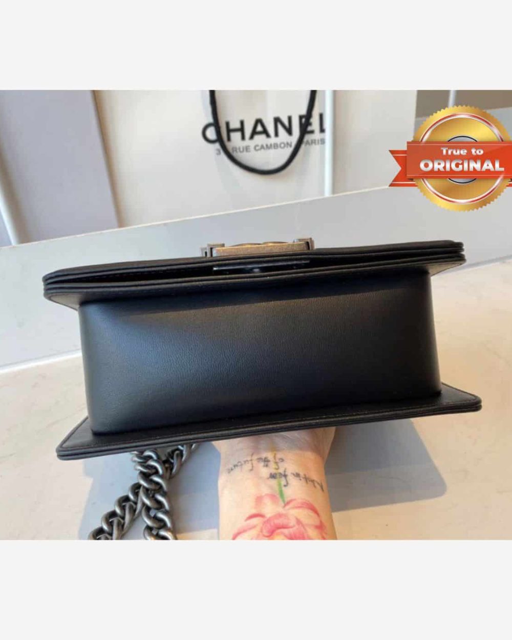 1:1 Replica Chanel Mini Classic Flapbag Black For Women 20cm/7.9 in