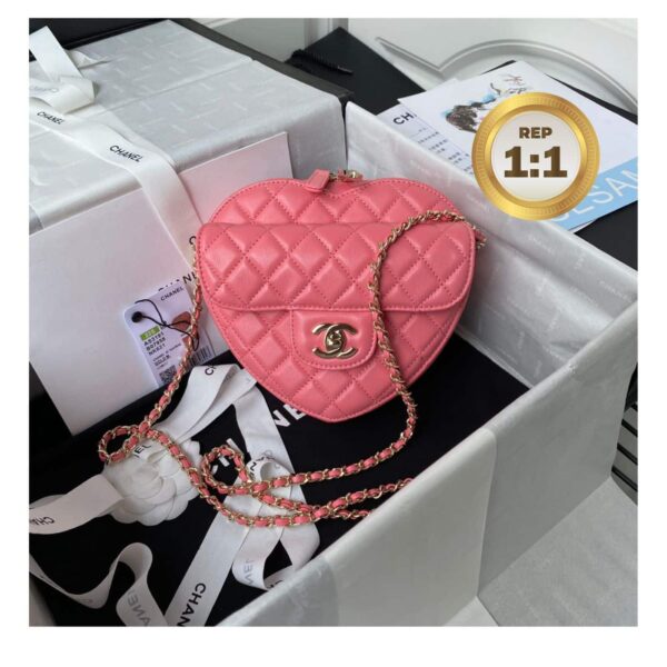 1:1 Replica Chanel Mini Heart Bag Coral Pink For Women 7in/18cm AS3191 B07958 NH621