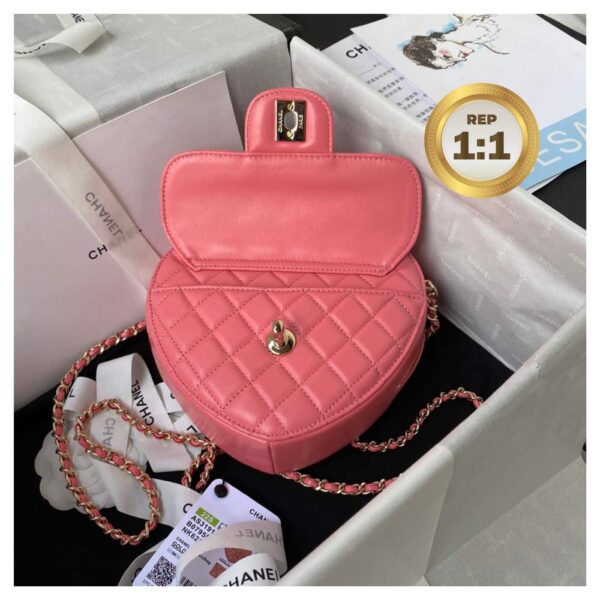 1:1 Replica Chanel Mini Heart Bag Coral Pink For Women 7in/18cm AS3191 B07958 NH621