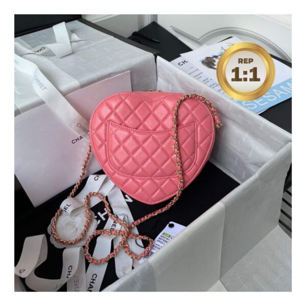 1:1 Replica Chanel Mini Heart Bag Coral Pink For Women 7in/18cm AS3191 B07958 NH621