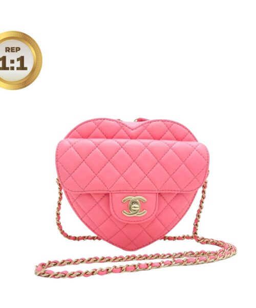 1:1 Replica Chanel Mini Heart Bag Coral Pink For Women 7in/18cm AS3191 B07958 NH621