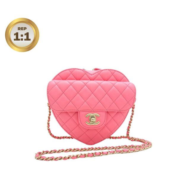 1:1 Replica Chanel Mini Heart Bag Coral Pink For Women 7in/18cm AS3191 B07958 NH621