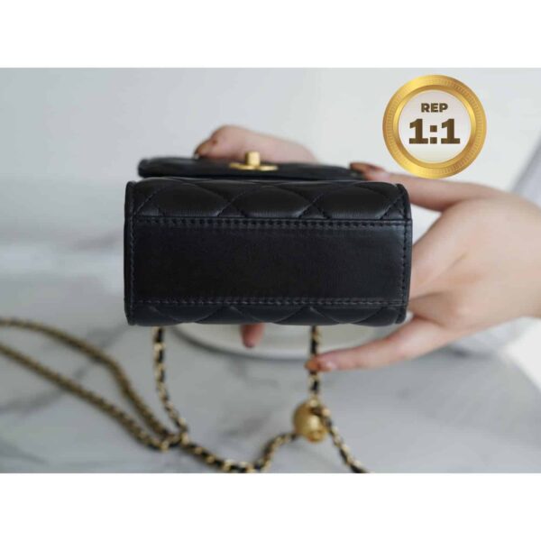 1:1 Replica Chanel Quilted Phone Holder Bag Black For Women 17cm/6.6in