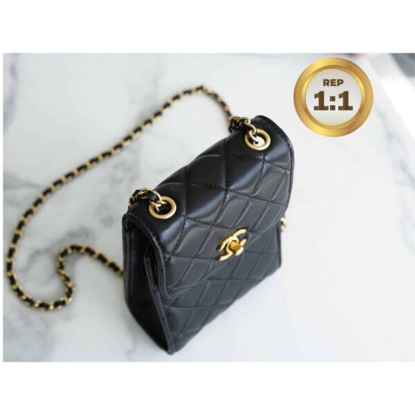 1:1 Replica Chanel Quilted Phone Holder Bag Black For Women 17cm/6.6in
