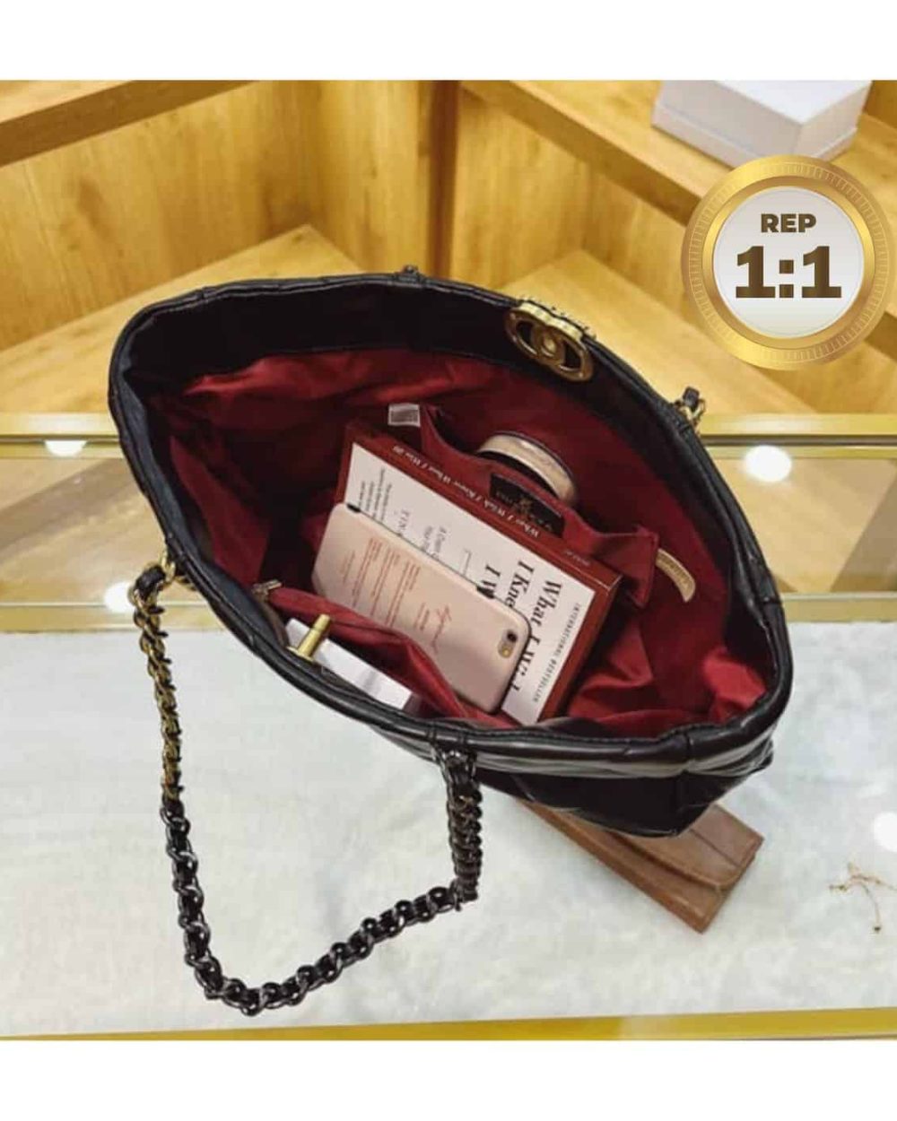 1:1 Replica Chanel Shopping Chanel Bag 19 Black For Women 16in/41cm