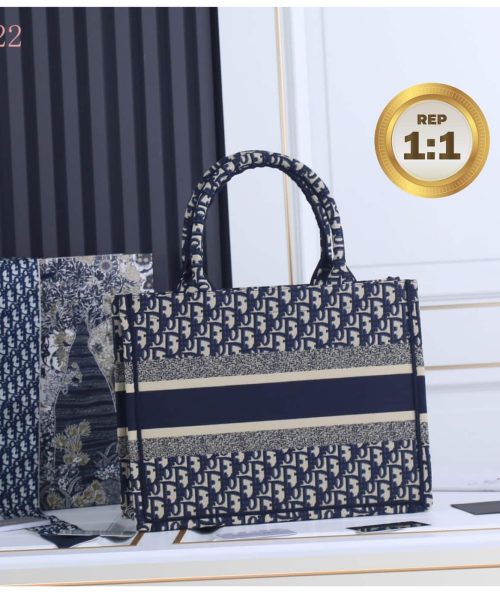 1:1 Replica Christian Dior Medium Dior Book Tote Bag Blue For Women 14in/36cm CD M1296ZRIW_M928