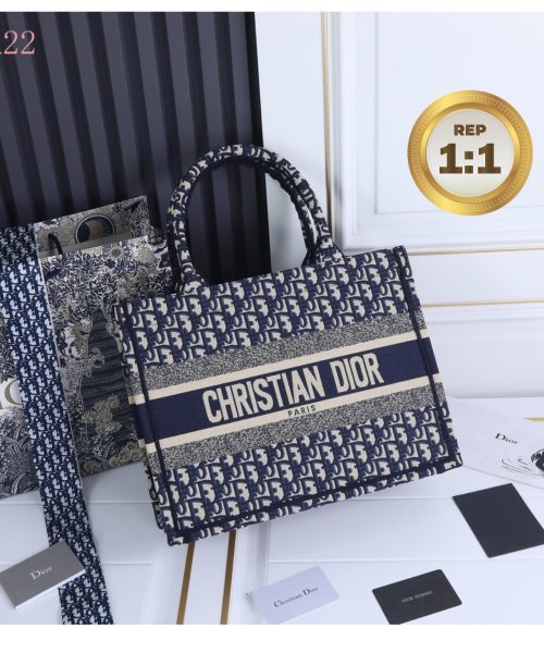 1:1 Replica Christian Dior Medium Dior Book Tote Bag Blue For Women 14in/36cm CD M1296ZRIW_M928