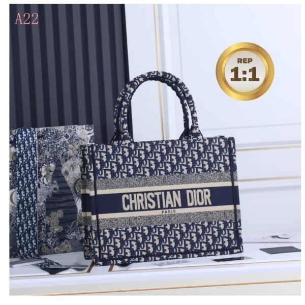 1:1 Replica Christian Dior Medium Dior Book Tote Bag Blue For Women 14in/36cm CD M1296ZRIW_M928
