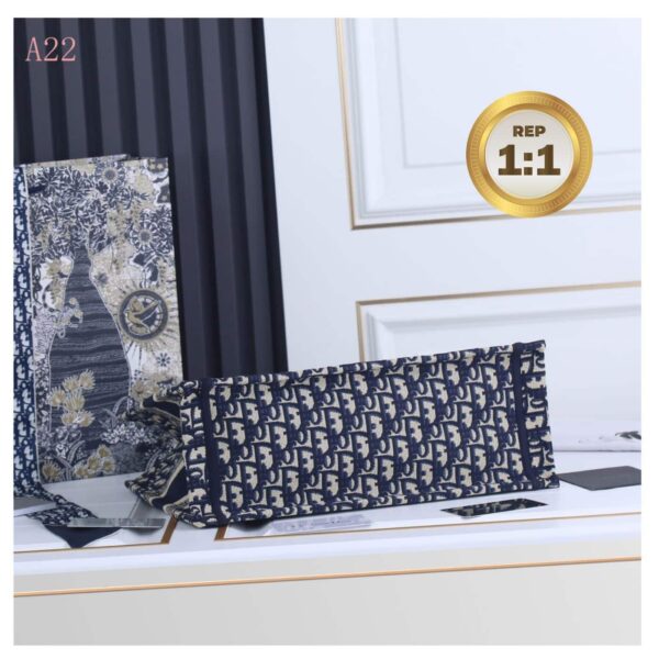 1:1 Replica Christian Dior Medium Dior Book Tote Bag Blue For Women 14in/36cm CD M1296ZRIW_M928
