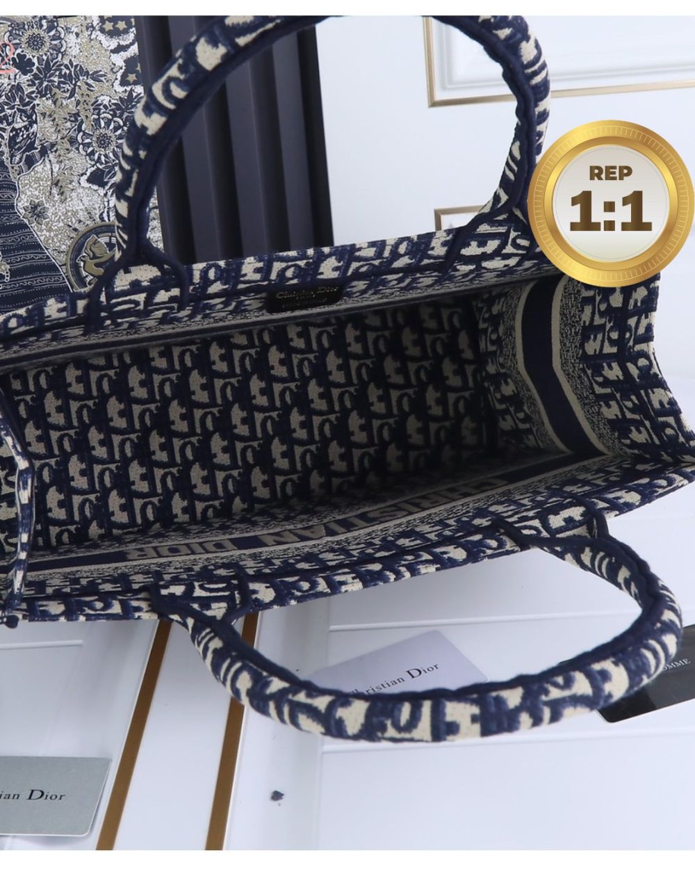 1:1 Replica Christian Dior Medium Dior Book Tote Bag Blue For Women 14in/36cm CD M1296ZRIW_M928